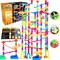 Marble Genius 300 pcs Glow Marble Run Track Race Extreme Set for Kids Ages 3-14, Glow in the Dark, STEM Educational Building Block, Color Instruction Manual, Perfect Gifts for Kids